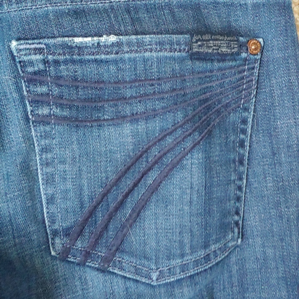 7 FOR ALL MANKIND DOJO CUT OFF INTO CROP JEANS SZ 28 CUTE - Picture 8 of 11
